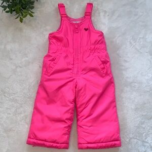 Oshkosh B’Gosh Neon Pink Snow Pants Overalls 12M Winter EUC Bib Snowpants
